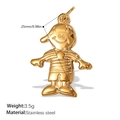 Ciondolo ragazzo dorato in acciaio inossidabile placcato oro 18K e misura 25mm - Figurina Ragazzo Cartoon (PJ331G) / Oro