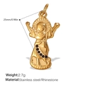 Ciondolo religioso in acciaio inossidabile placcato oro 18K con strass neri - Santo Bambino Strass Neri (PJ332BKG) / Oro