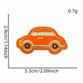 Orange car embroidery patch for kids clothing with dimensions 2.9cm by 5.3cm - Sedan Shape