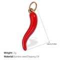 Red chili pepper pendant in 18K gold plated stainless steel, 24mm size variation - Red Chili (PJ385RDG)