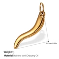 18K gold plated stainless steel cornicello horn pendant necklace charm 21mm - Gold Cornicello (PJ386G)