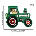 Green tractor embroidered patch with red wheels for clothing and bag accessories - Tractor Design 1