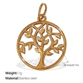 Golden stainless steel Tree of Life round pendant with 18mm diameter and lightweight design - Tree of Life (PJ388G)
