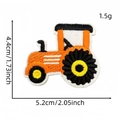 Embroidered orange tractor patch for kids clothing, measures 5.2x4.4cm with iron-on back - Cartoon Car Fabric Patch #9
