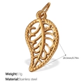 Golden hollow leaf-shaped stainless steel pendant 20.3mm for DIY jewelry making - Gold Hollow Leaf (PJ389G)