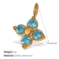 Golden stainless steel four-petal flower pendant with sky blue cubic zirconia - Blue Zirconia Flower (PJ392BEG)
