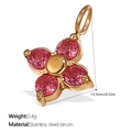 Pink zircon four-petal flower charm pendant in golden stainless steel for DIY jewelry - Pink Zirconia Flower (PJ392PKG)