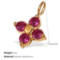 DIY flower pendant in 18K gold plated stainless steel with rose red zircon stone - Rose Red Zirconia Flower (PJ392RRG)