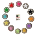 Colorful embroidered star patches set with portable sewing kit for DIY garment repair - 12Pcs Set (With Sewing Kit)
