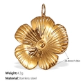 Polished golden flower pendant in stainless steel with radial textures for DIY jewelry - Gold Five-Petal Flower (PJ395G)