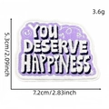 Purple embroidered patch with You Deserve Happiness slogan for DIY clothing - YOU DESERVE HAPPINESS Style