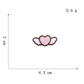 Detail of pink heart embroidery patch with wings showing size 4.3cm by 2cm and 0.6g weight - Heart Embroidered Patch (12#)