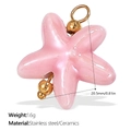 Rosa Seestern-Keramikanhänger mit 18K vergoldeten Edelstahlperlen, Größe 20,5 mm - Rosa Keramik Seestern (PJ355PKG)