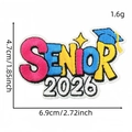 Senior 2026 graduation patch with blue cap and stars, colorful embroidery, 6.9x4.7cm - Blue and Yellow Senior Graduation Cap Star Style (毕业生布贴2#)
