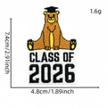Embroidered 2026 graduation bear patch for clothing with Class of 2026 text - Brown Bear With Graduation Cap Class Of 2026 Style (毕业生布贴6#)