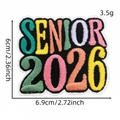Colorful 2026 Senior embroidered patch for clothing DIY decoration, 6cm size - Blue Senior 2026 Multicolor Fabric Style (毕业生布贴7#)