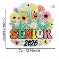Floral embroidered patch with SENIOR 2026 text for high school graduate clothing - Colorful Floral Senior 2026 Felt Style (毕业生布贴9#)