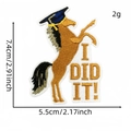 Embroidered Class of 2026 graduation patch with horse and I DID IT slogan for clothing - Brown Horse Graduation Cap I DID IT! Style (毕业生布贴10#)