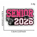 Rose red and white Class of 2026 Senior embroidered patch for graduation apparel decoration - Rose Red Senior Class of 2026 Cap Style (毕业生布贴11#)