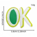 Green and white 'OK' letter embroidered iron-on patch for DIY clothing and bags - OK Letter Style (AZ2512B7-4)
