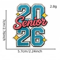 Blue and pink 2026 Senior embroidered patch for high school graduation decor - Blue Pink 2026 Senior Star Decoration Style (毕业生布贴13#)
