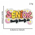 Colorful Senior 2026 embroidered patch with daisy floral design for garment decoration - Colorful SENIOR twenty twenty six Floral Style (毕业生布贴15#)