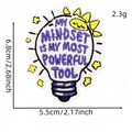 Purple embroidered lightbulb patch with inspirational text measuring 6.8x5.5cm - Light Bulb Motivational Style