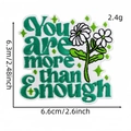 Green You are more than Enough embroidered patch with white daisy flower and star detail - Enough Irregular Style (AZ2512B7-4)