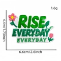 Green embroidered Rise Everyday flower patch for clothing with 6.6cm x 4.4cm dimensions - RISE EVERYDAY Irregular Style (AZ2512B7-4)