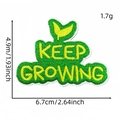 Embroidered 'KEEP GROWING' sprout patch in green and yellow, 6.7x4.9cm size - KEEP GROWING Irregular Style (AZ2512B7-4)