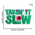 Green snail Takin' It Slow embroidered patch for bags, 6.6cm x 3.8cm cartoon iron-on badge - TAKIN' IT SLOW Irregular Style (AZ2512B7-4)
