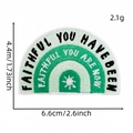 Green rainbow embroidery patch with Faithful text, 6.6cm semi-circle iron-on badge for bags - FAITHFUL Semicircle Style (AZ2512B7-4)