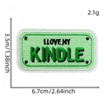 Rectangular light green Kindle embroidery patch with white border for bags and clothing - E-Reader Label Rectangle Style (AZ2512B7-4)