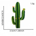 Green cactus embroidered iron-on patch with orange flower detail and 6.3cm size measurements - Cactus (Cartoon Forest Patch 2#)