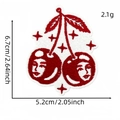 Gestickter Kirsch-Aufnäher mit Gesichtern und Sternen, Maße ca. 6,7 cm mal 5,2 cm groß - Personifiziertes Kirschmuster (1#)