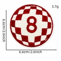 Runder Vintage-Aufnäher in Rot und Weiß mit Schachbrettmuster und Nummer 8 - Schachbrett Nummer 8 Muster (2#)