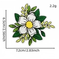 Floral fairy embroidery patch with white petals and green leaves, size 6.5 x 7.2 cm - White Flower (Cartoon Forest Patch 7#)