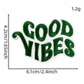 Green GOOD VIBES embroidered patch, 6.1cm x 4.2cm iron-on floral fairy aesthetic patch - GOOD VIBES Lettering (Cartoon Forest Patch 9#)