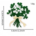 Green bouquet embroidery patch with white flowers and yellow bow ribbon decoration - Bouquet (Cartoon Forest Patch 11#)