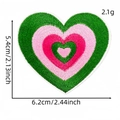 Green and pink heart embroidered iron-on patch measuring 6.2cm for clothing decor - Heart (Cartoon Forest Patch 15#)