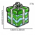 Green and white gift box embroidered patch with detailed 2.52 inch size specifications - Gift Box Style (Green Series Patch 5#)