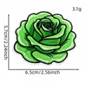Green rose flower embroidery patch with measurement markings 6.5cm wide for bags - Rose Style (Green Series Patch 7#)