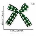 Green checkered embroidery bow patch 5.5x6cm size for clothing decoration - Plaid Bow (Cartoon Forest Patch 17#)