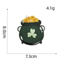 Macro detail of St. Patrick's Day pot of gold embroidery patch with green shamrock pattern - Pot of Gold Patch