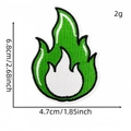 Green flame embroidered patch for clothing and bags with specific size dimensions - Flame Style (Green Series Patch 8#)