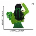 Floral fairy girl embroidery patch in green with dimensions 5.8cm by 5.1cm - Girl Back (Cartoon Forest Patch 18#)