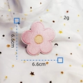 Detailed view of pink macaron flower embroidery patch showing 6.6cm size and texture - Size 6 / Light Pink