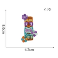 Kleurrijke Hawaïaanse Tiki totem borduurbadge voor jassen met drie bloemaccenten - Hawaïaanse Patch 2 (Tiki Totem)
