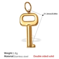 Polished golden stainless steel key-shaped charm pendant with double-sided solid finish - Polished Key Style (PJ432G) / Gold