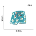 Blue shorts-shaped Hawaiian floral embroidery patch with daisy patterns and red drawstring - Hawaiian Patch 5 (Beach Shorts)